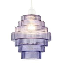 Rackhams Tiered Stepped Design Smoked Lavender Glass Pendant Ceiling Lamp Shade - thumbnail 2