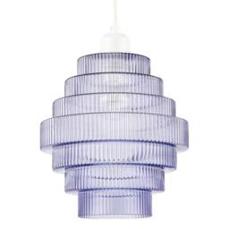 Rackhams Tiered Stepped Design Smoked Lavender Glass Pendant Ceiling Lamp Shade - thumbnail 1