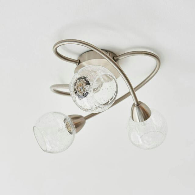 Rackhams Callen Satin Nickel 3 Light Flush Ceiling Light - image 1