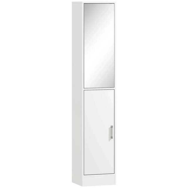 Rackhams Tall Bathroom Cabinet with Mirror and Adjustable Shelf - White - image 1