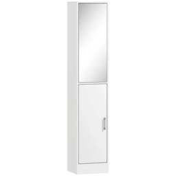 Rackhams Tall Bathroom Cabinet with Mirror and Adjustable Shelf - White - thumbnail 1