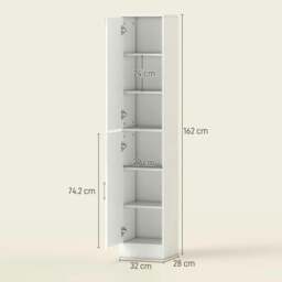 Rackhams Tall Bathroom Cabinet with Mirror and Adjustable Shelf - White - thumbnail 3