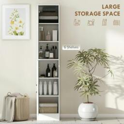 Rackhams Tall Bathroom Cabinet with Mirror and Adjustable Shelf - White - thumbnail 4