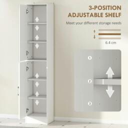 Rackhams Tall Bathroom Cabinet with Mirror and Adjustable Shelf - White - thumbnail 5
