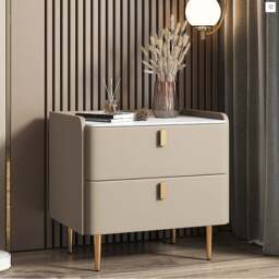 Rackhams Ana Bedside Table - Champagne Beige - 50CM