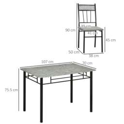 Rackhams Five-Piece Marble Effect Dining Table Set - Grey/Black - thumbnail 3