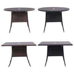 Rackhams Round/Square Rattan Garden Table & Parasol Hole - Black - Round - thumbnail 6