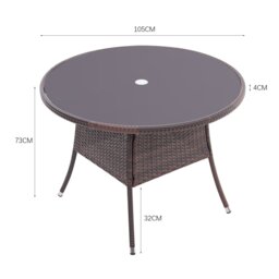 Rackhams Round/Square Rattan Garden Table & Parasol Hole - Black - Round - thumbnail 3