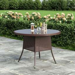 Rackhams Round/Square Rattan Garden Table & Parasol Hole - Black - Round - thumbnail 2