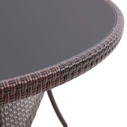 Rackhams Round/Square Rattan Garden Table & Parasol Hole - Black - Round - thumbnail 4