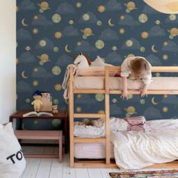 Rackhams Maury Planets and Constellations Nursery Textured Wallpaper, Blue - thumbnail 3