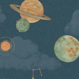 Rackhams Maury Planets and Constellations Nursery Textured Wallpaper, Blue - thumbnail 2
