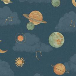 Rackhams Maury Planets and Constellations Nursery Textured Wallpaper, Blue
