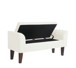 Rackhams Oxford Storage Ottoman Bench - Cream Boucle Upholstery with flip lid - Cream
