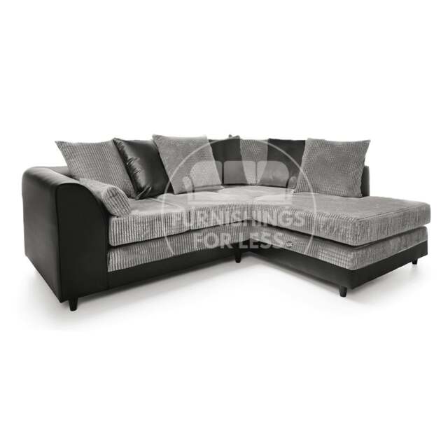 Rackhams Luca Mixed Fabric 4 Seater Corner Sofa - Scatter Back - Black and Grey - Right Hand Facing - image 1