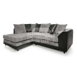 Rackhams Luca Mixed Fabric 4 Seater Corner Sofa - Scatter Back - Black and Grey - Right Hand Facing - thumbnail 6