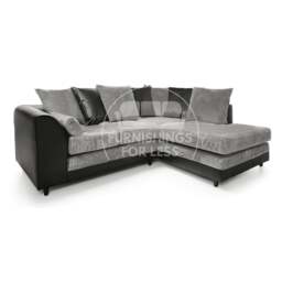 Rackhams Luca Mixed Fabric 4 Seater Corner Sofa - Scatter Back - Black and Grey - Right Hand Facing - thumbnail 1