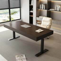 Rackhams Moreno Electric Standing Office Desk With Storage, Solid Wood - 140 x 70cm - thumbnail 2