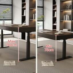 Rackhams Moreno Electric Standing Office Desk With Storage, Solid Wood - 140 x 70cm - thumbnail 6
