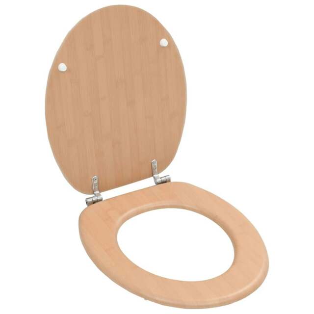 Rackhams WC Toilet Seat with Lid MDF Bamboo Design