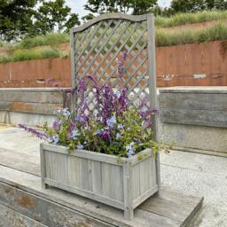 Rackhams Grey Wooden Planter Lattice For Vines Garden Climbing Flower Plant Pot Trellis - Grey - thumbnail 4