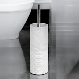 Rackhams Bianco Frost Onyx White Striped Toilet Brush & Holder