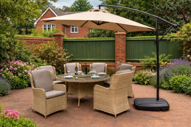 Rackhams 3m Cantilever Garden Parasol with Crank & Tilt – Grey or Mocha - Grey - 3m x 3m - image 1