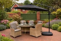 Rackhams 3m Cantilever Garden Parasol with Crank & Tilt – Grey or Mocha - Grey - 3m x 3m - thumbnail 3