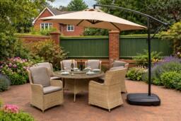 Rackhams 3m Cantilever Garden Parasol with Crank & Tilt – Grey or Mocha - Grey - 3m x 3m - thumbnail 1