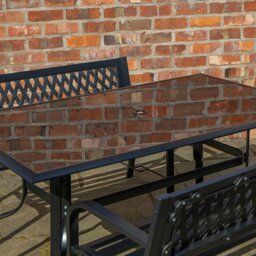 Rackhams Outdoor 4 Person Rectangular Glass Top Garden Dining Table Benches With Black Havana Parasol and Base Set - Outdoor Furniture Sets - thumbnail 3