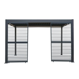 Rackhams Anthracite Aluminium Pergola With White Blinds & 2 Shutter Panels - 3m x 4m - thumbnail 2