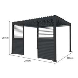 Rackhams Anthracite Aluminium Pergola With White Blinds & 2 Shutter Panels - 3m x 4m - thumbnail 5
