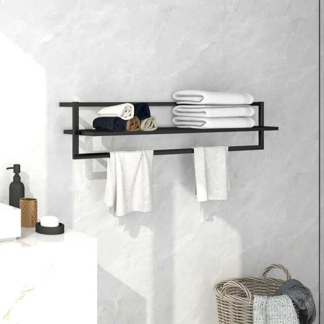 Rackhams Towel Rack Black 95x25x22 cm Iron