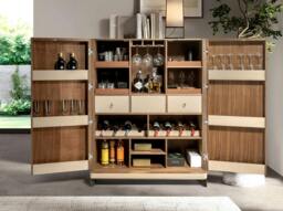 Rackhams Tall Sideboard in Leatherette, Walnut and Polished Steel 3276 - thumbnail 5