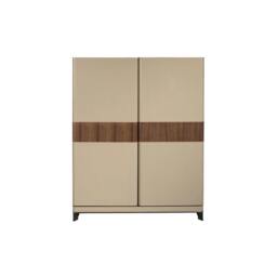 Rackhams Tall Sideboard in Leatherette, Walnut and Polished Steel 3276 - thumbnail 2