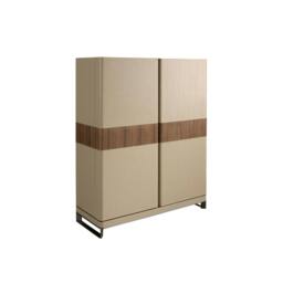 Rackhams Tall Sideboard in Leatherette, Walnut and Polished Steel 3276 - thumbnail 1