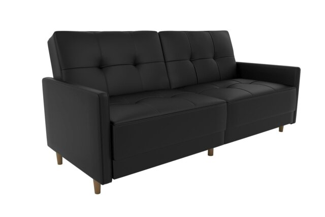Rackhams Andora sprung sofa bed in faux leather black - Black - image 1