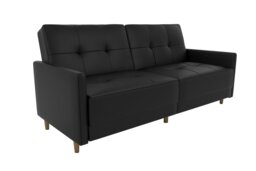 Rackhams Andora sprung sofa bed in faux leather black - Black - thumbnail 1