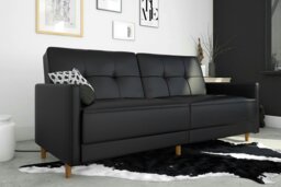 Rackhams Andora sprung sofa bed in faux leather black - Black - thumbnail 5