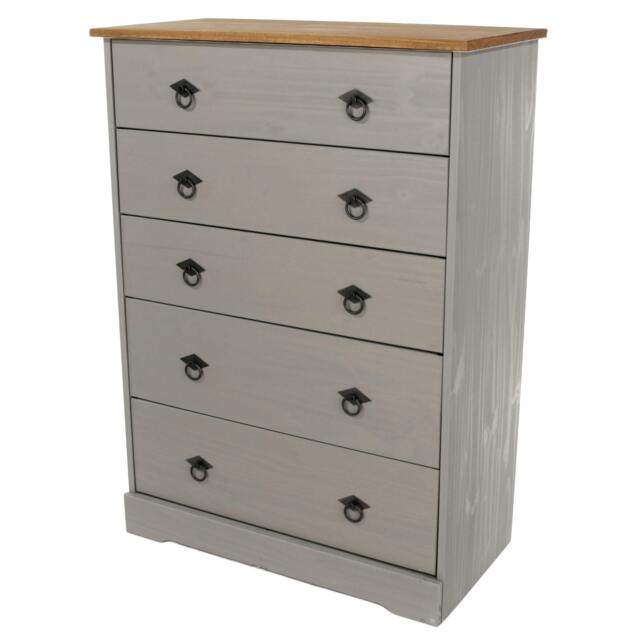 Rackhams Corona Grey Modern 5-Drawer Chest of Drawers - Grey - image 1