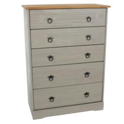 Rackhams Corona Grey Modern 5-Drawer Chest of Drawers - Grey - thumbnail 5