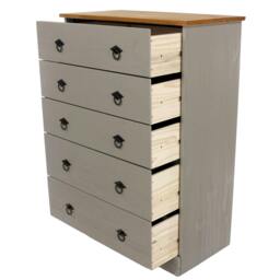 Rackhams Corona Grey Modern 5-Drawer Chest of Drawers - Grey - thumbnail 6