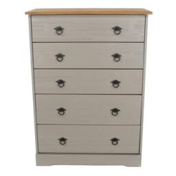 Rackhams Corona Grey Modern 5-Drawer Chest of Drawers - Grey - thumbnail 4