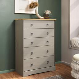 Rackhams Corona Grey Modern 5-Drawer Chest of Drawers - Grey - thumbnail 2