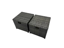 Rackhams Rattan Garden Outdoor Furniture Set Love Sofa Square Coffee Table Set with 2 Side Tables 2 Small Stools Dark Grey Mixed - thumbnail 6