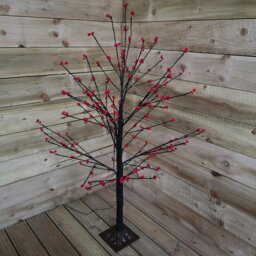 Rackhams 120cm 4ft Christmas Lit Black Twig Tree Red Berry 400 Warm White LED - thumbnail 3