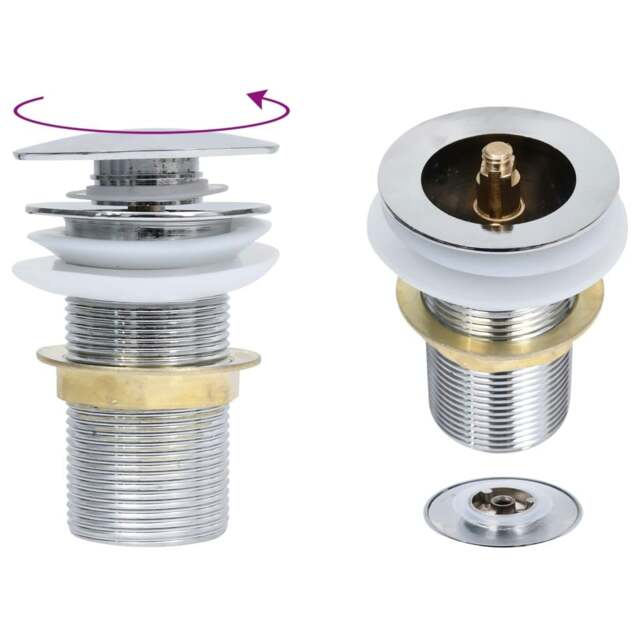 Rackhams Push Drain without Overflow Function Chrome 6.4x6.4x9.1 cm