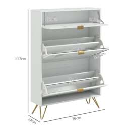 Rackhams Two Flip Drawer Narrow Shoe Cabinet - White - thumbnail 3