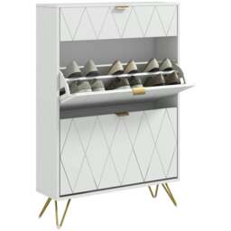 Rackhams Two Flip Drawer Narrow Shoe Cabinet - White - thumbnail 1