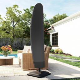 Rackhams Parasol Cover, 600D Oxford Cantilever Umbrella Cover Fit for 2-4m Parasol, Banana Umbrella Protector with Zipper - White - Black - thumbnail 1